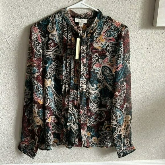Anthropologie SEE U SOON FLORAL PRINT LONG SLEEVE BUTTONED BLOUSE SMALL - Picture 5 of 9